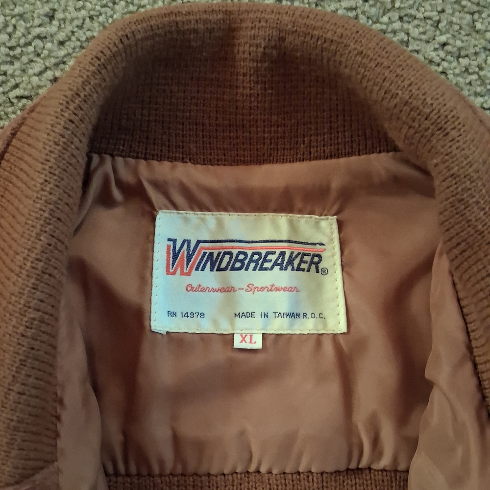 SOLD Vintage WINDBREAKER Suede Knit Bomber Jacket - 100% Cow Hide - Picture 13 of 15
